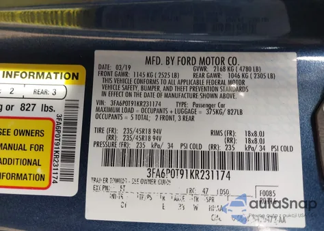 2019 Ford Fusion Se from USA, damaged, VIN 3FA6P0T91KR231174
